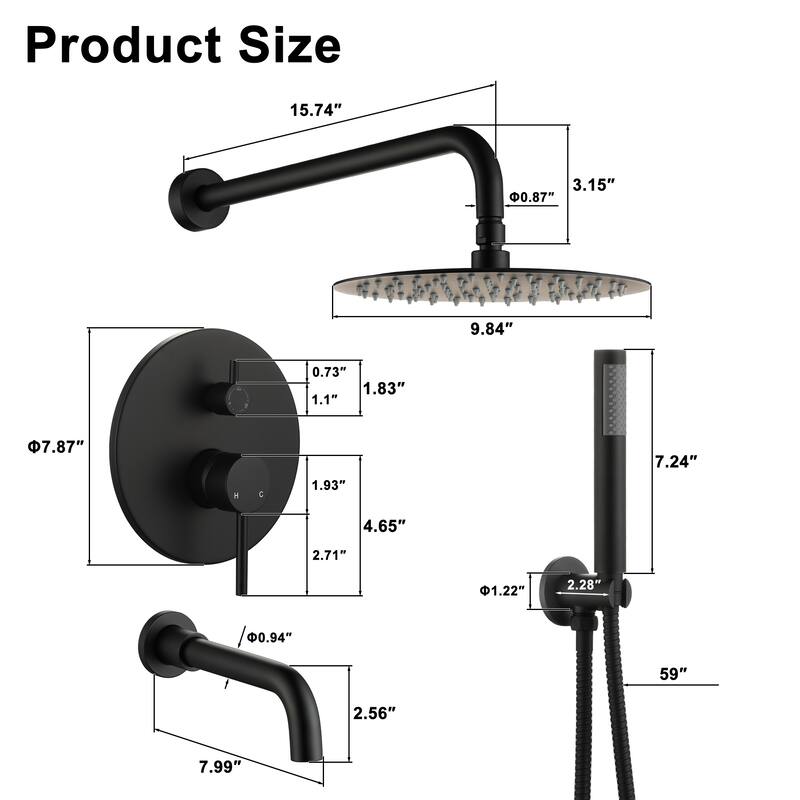 10-Inch Three-function Wall-mounted Round Shower Set