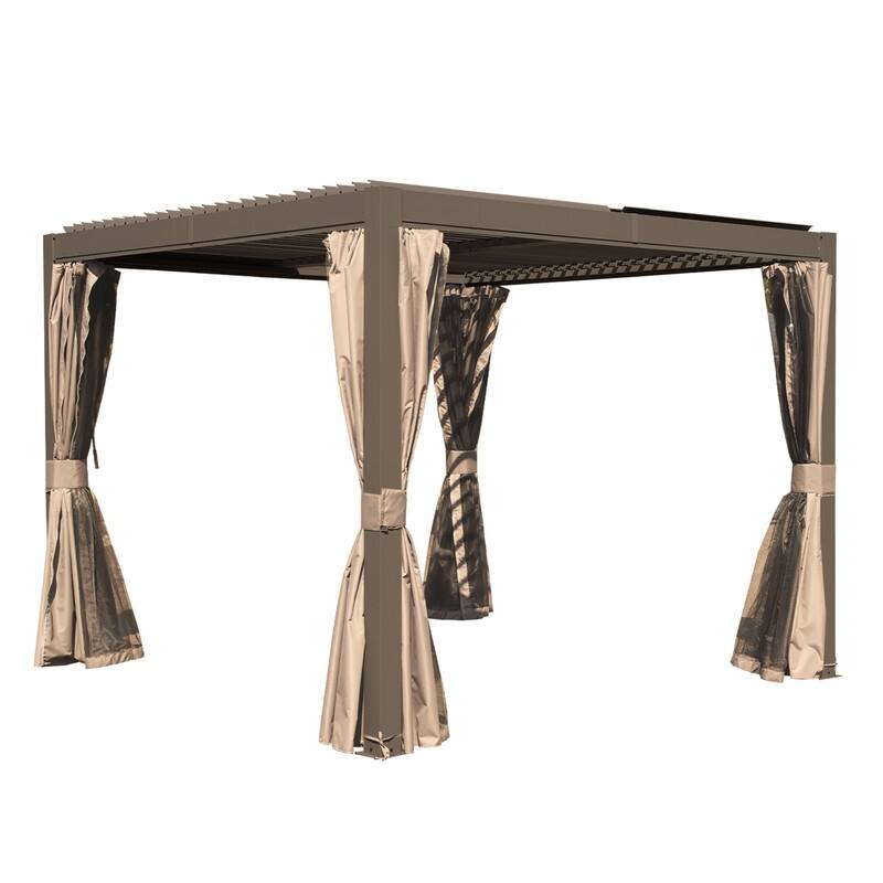 Domi Louvered Pergola 10' x 10', Aluminum Outdoor Pergola with Adjustable Louvers, Full Aluminum Frame, Built-in Gutter System