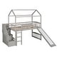 preview thumbnail 5 of 16, Twin Size High Loft Bed with Ladder and Slide, Solid Wood Playhouse Loftbed Bedframe with Storage Staircase, for Kids Teens