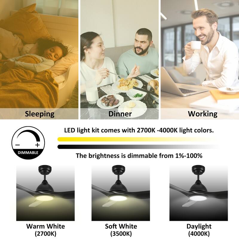 CARRO Karlstad 52" 3-Blade Indoor Smart Ceiling Fan with LED Light and Remote Control
