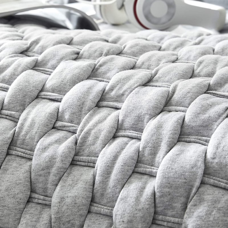 Knit and Loop Textured Oversized Comforter - Alloy/Glacier Gray