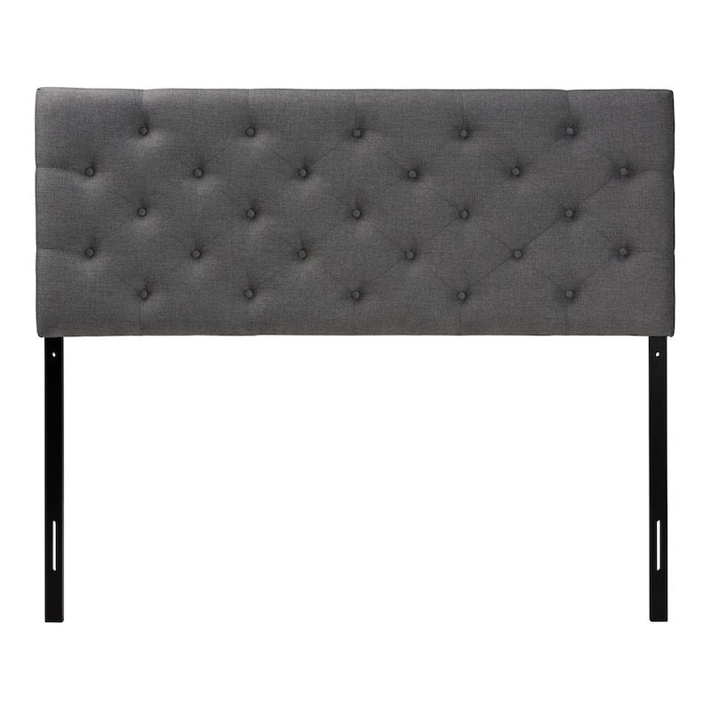 Modern Upholstered Button-Tufted Headboard with Faux Crystal Buttons, Adjustable Height and Hardwood Frame