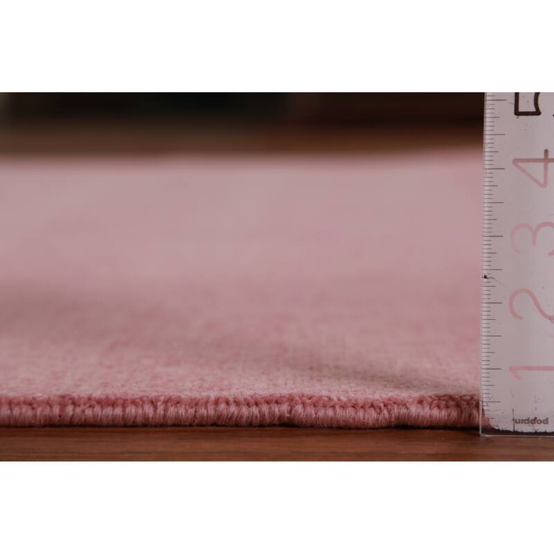 Hand Knotted Oriental 100% Wool Carpet Modern Solid Pink Gabbeh Area Rug - 9' 2'' X 6' 2''