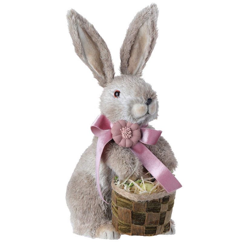 Fur' Bunny With Bow And Basket 13.25