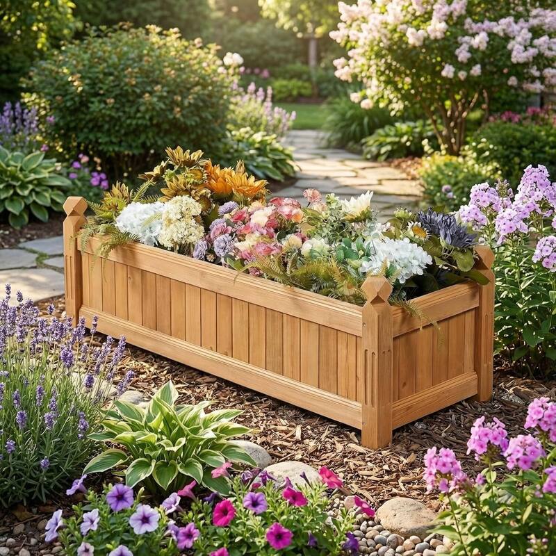 Wooden Raised Garden Bed, Elevated Planter Box for Vegetables, Fruits, Flowers, Herbs - N/A