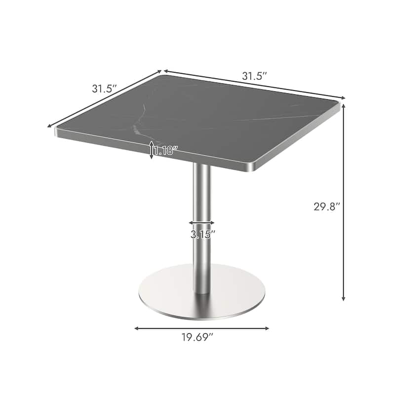 Square Modern Dinning Table 31.5 inches Bistro Table Tulip Table with Faux Marble top, Sturdy Metal Frame Diameter