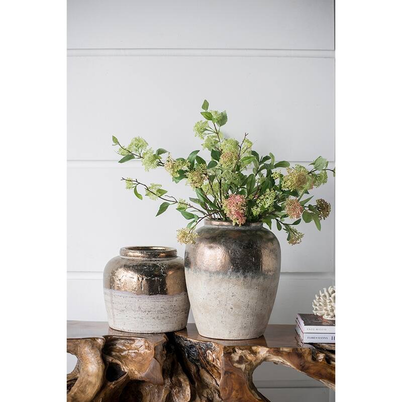 13x13x11" Round Sienna Brown Ceramic Accent Vase