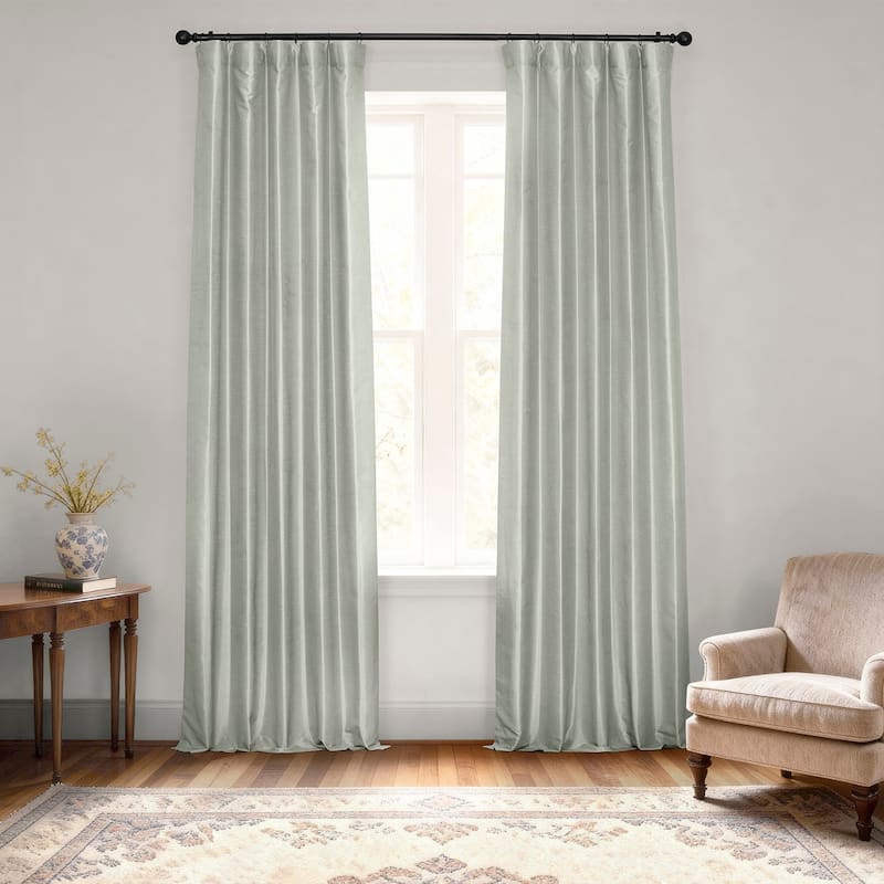 Exclusive Fabrics Textured Faux Dupioni Silk Thermal Blackout Curtains (1 Panel) - 50 X 84 - Silver