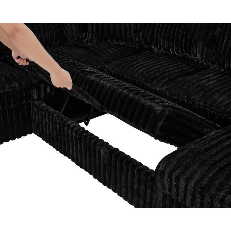 Roomfitters Oversized U Shaped Sectional Sleeper Sofa Bed with Pull Out Couch and Storage Chaise, Black