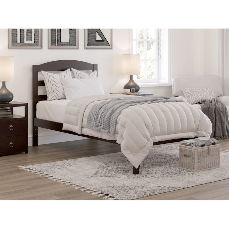 Warren Solid Wood Platform Bed with Attachable USB Charger - Espresso - Twin XL