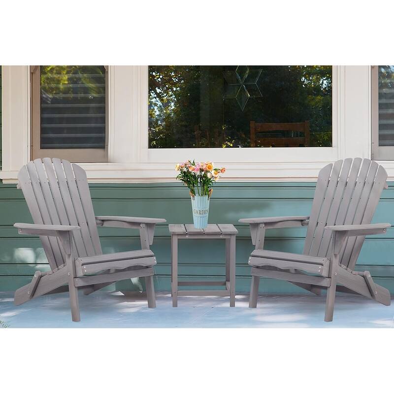 Wooden Outdoor Folding Adirondack Chair Set of 2/4 Wood Lounge Patio Chair for Garden,Half Assembled Backrest