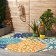 preview thumbnail 74 of 150, Nourison Aloha Floral Modern Indoor/Outdoor Area Rug 7'10" Round - Green/Blue