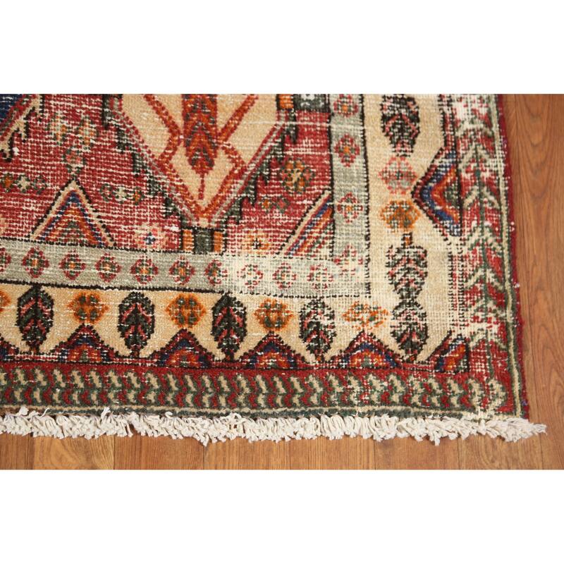Hand Knotted Oriental 100% Wool Carpet Traditional Geometric Red Bakhtiari Area Rug - 4' 11'' X 3' 10''