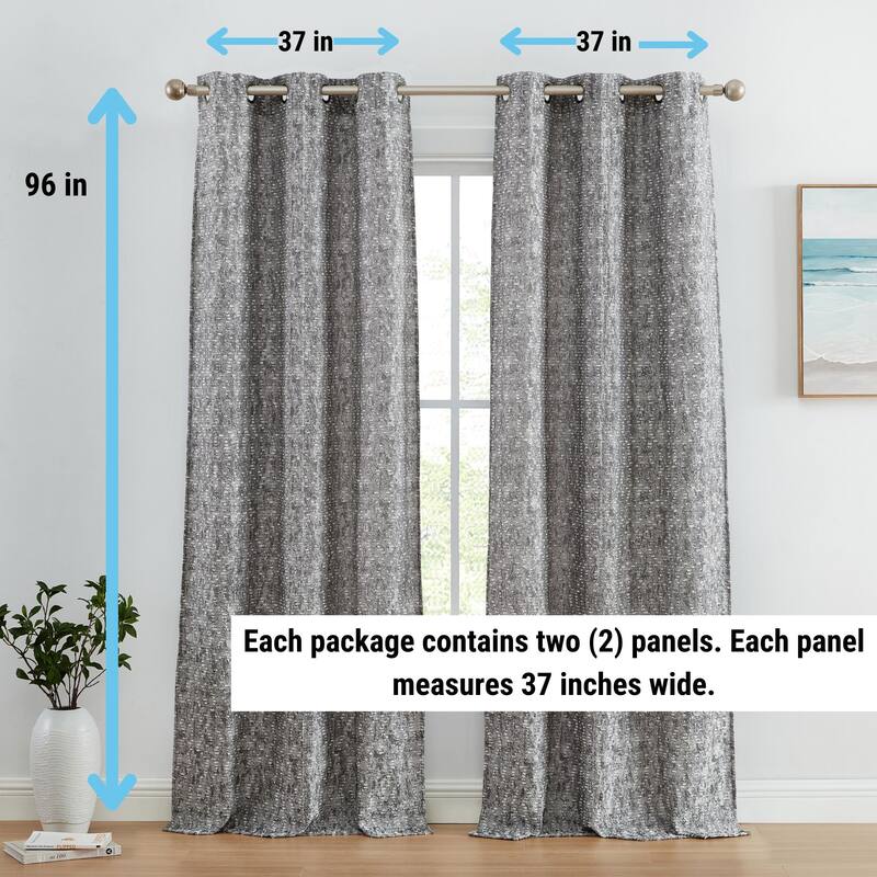 HLC.ME Avalon Jacquard Slub Texture - Privacy Curtains with Grommet Lightweight Window Curtain Panels, Set of 2