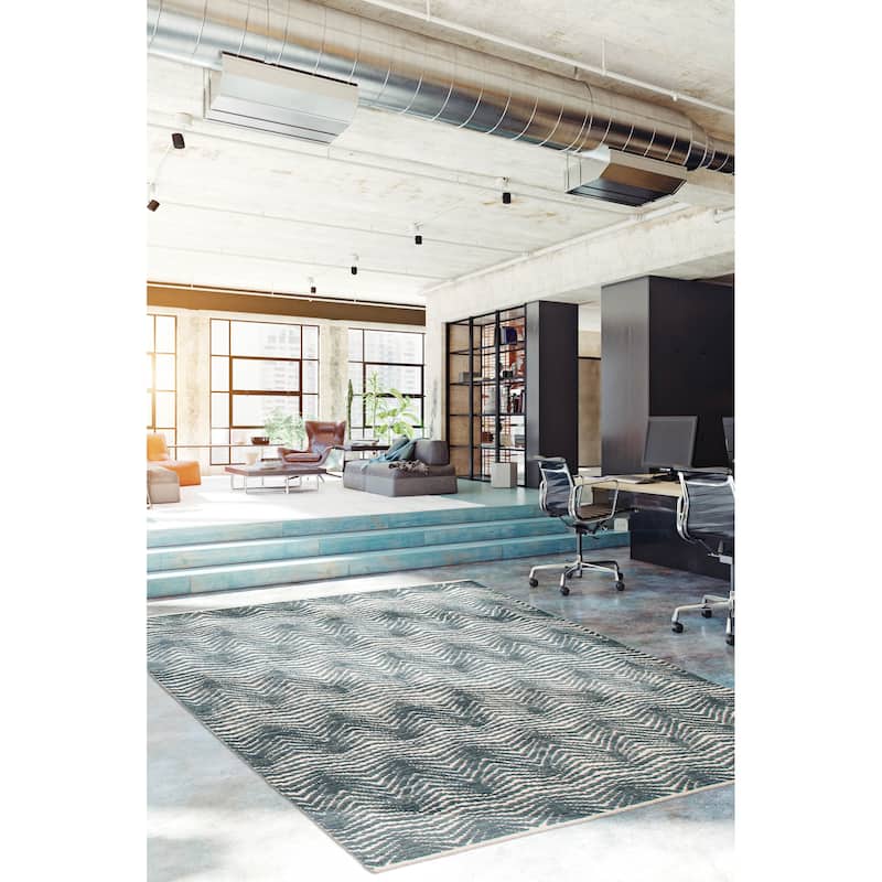 ECARPETGALLERY Hand-knotted Tangier Turquoise Wool Rug - 6'9 x 9'9