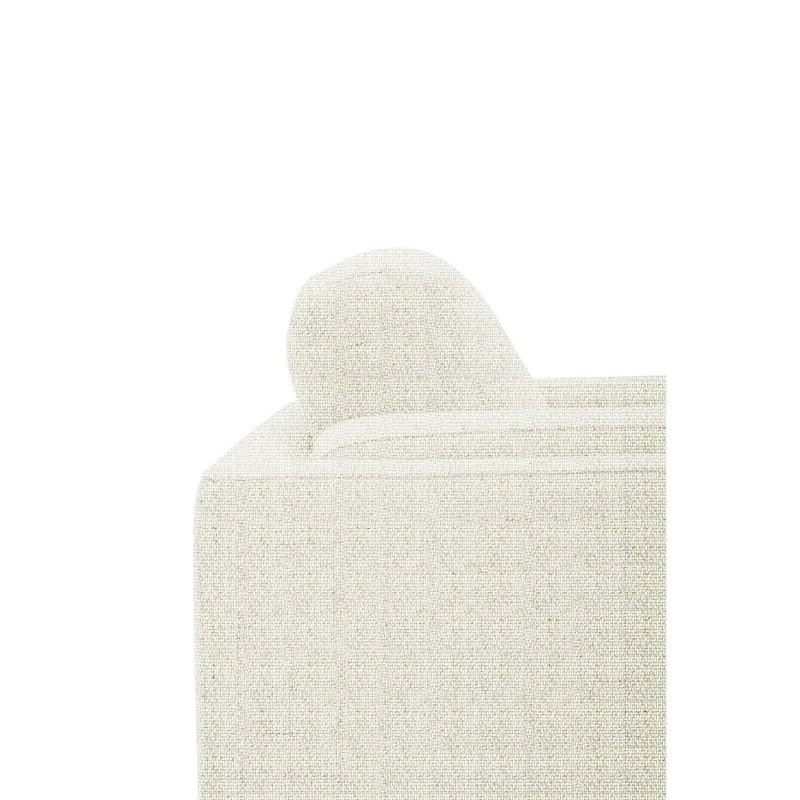 44 Inch Chair, Tuxedo Square Arms, Metal Legs, Off White Fabric Upholstery