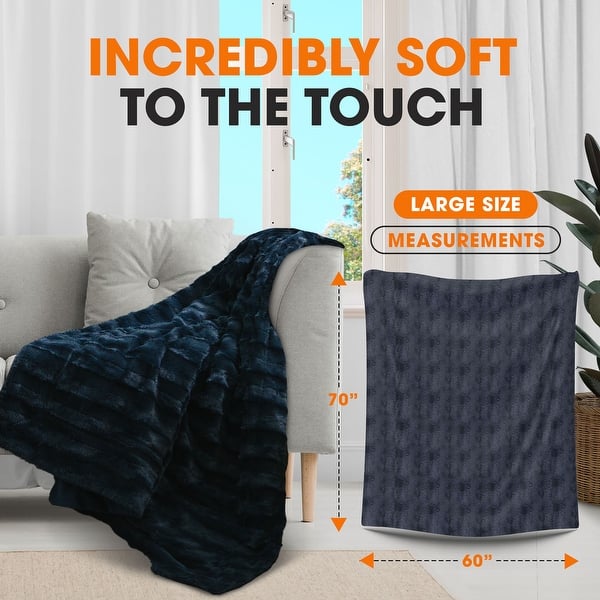 dimension image slide 13 of 31, Cheer Collection Faux Fur/ Microplush Reversible Throw Blanket