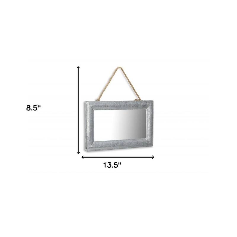 HomeRoots 9" Silver Metal Framed Accent Mirror - 13.5' X '8.5' X '0.5