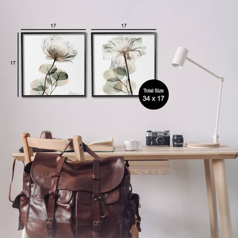 Stupell Cream Transparent Floral Framed Giclee Art Design By Albert Koetsier (Set of 2)