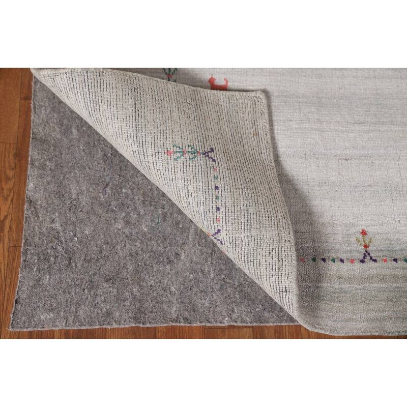 Tribal Beige Gabbeh Indian Area Rug Handmade Wool Carpet - 7'10"x 9'9"