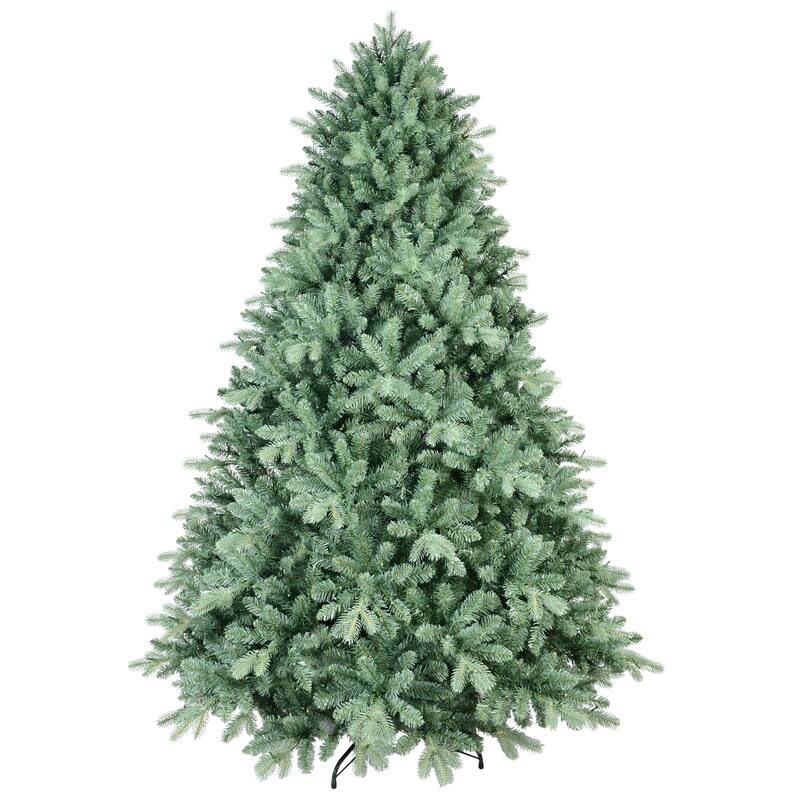 Blue-Green Tint Christmas Tree - PE/PVC Branches, Hinged Design, Full-Bodied, Metal Stand - Blue+Green