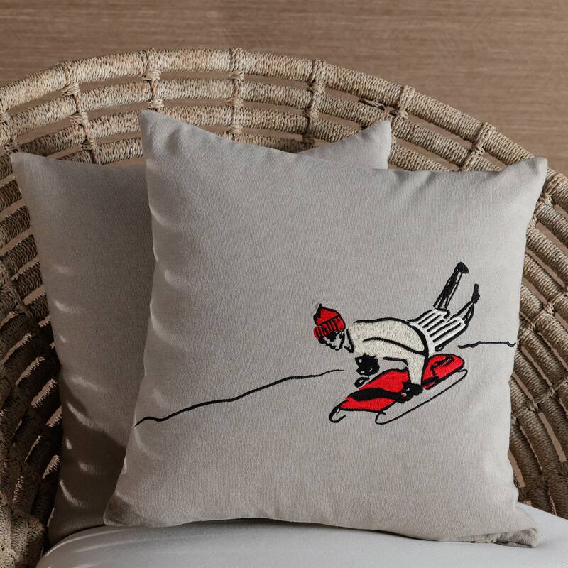 St. Moritz Glam Cotton Embroidered Throw Pillow, 16" x 16"