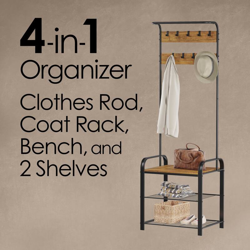 Lavish Home Freestanding Coat Rack, Espresso Brown