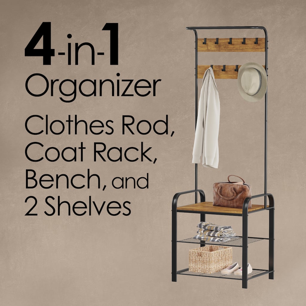 Lavish Home Freestanding Coat Rack, Espresso Brown
