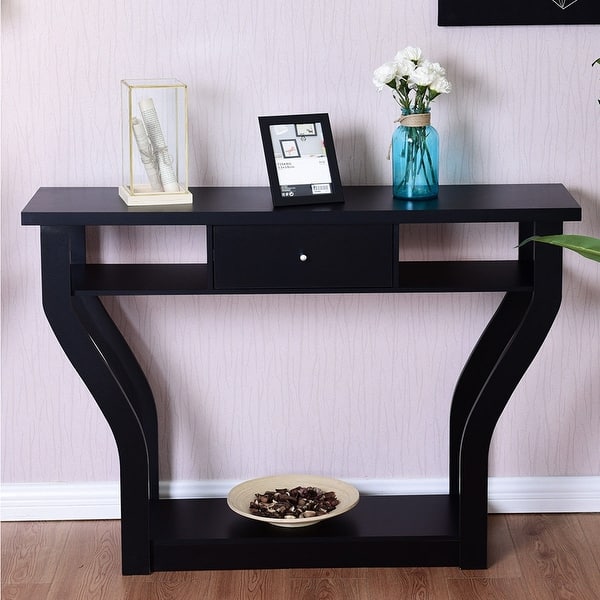 Shop Costway Black Accent Console Table Modern Sofa Entryway