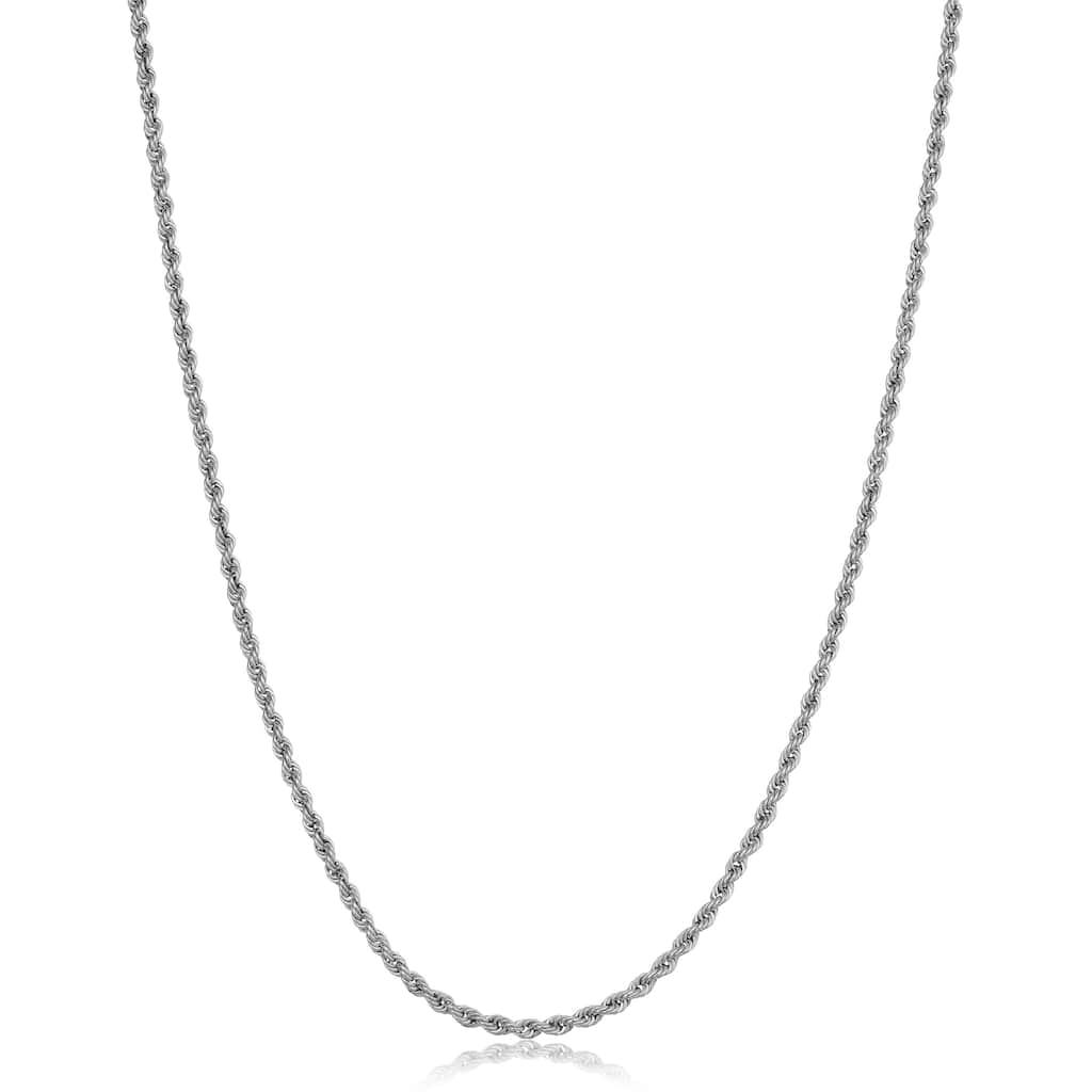10k White Gold 1.8 millimeter Rope Chain Necklace