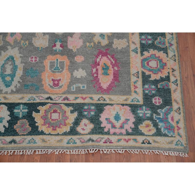Oushak Style Area Rug Hand-Knotted Wool Carpet - 5'0" x 8'1"