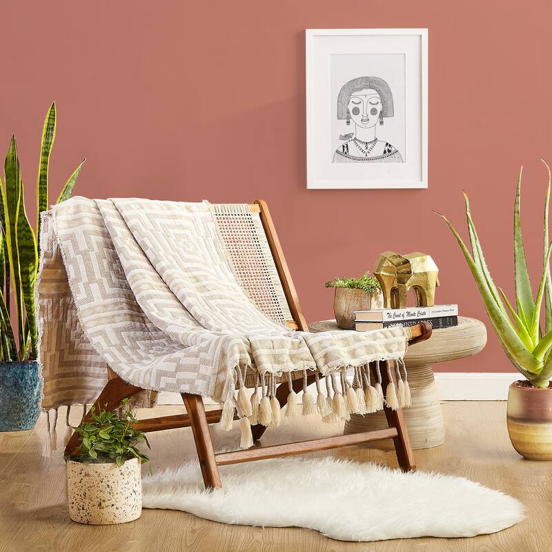 Hypnotic Woven Throw Blanket with Tassels by Jungalow