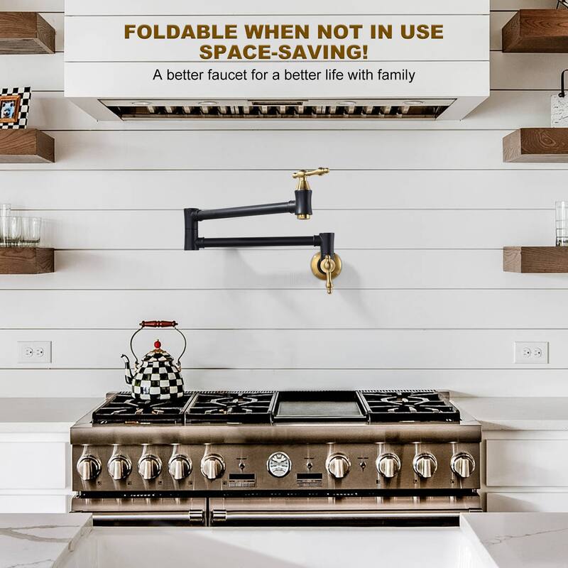 WOWOW Wall Mounted Pot Filler Faucet with Double Joint Swing Arms