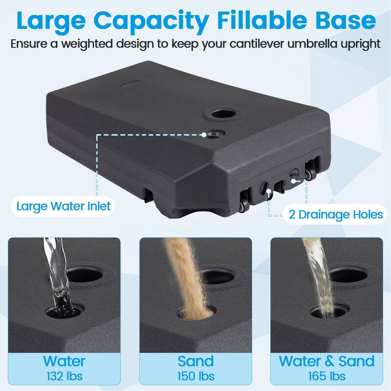 Gymax Cantilever Umbrella Base w/Wheels & Cross Base for 10 FT Offset