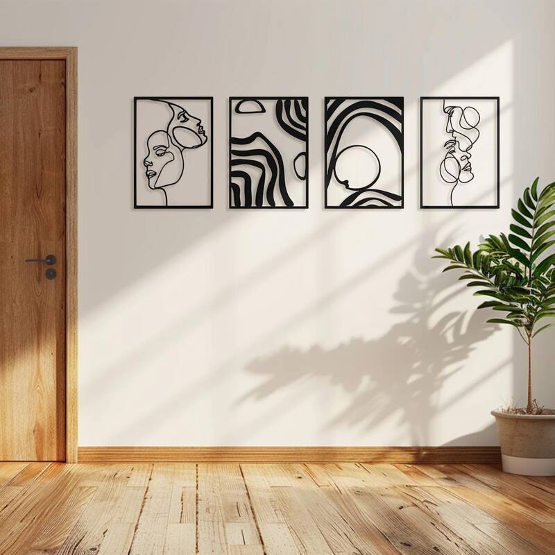 Art3d Metal Framed Wall Art Set-4-sheet Black or Gold 17"x12"