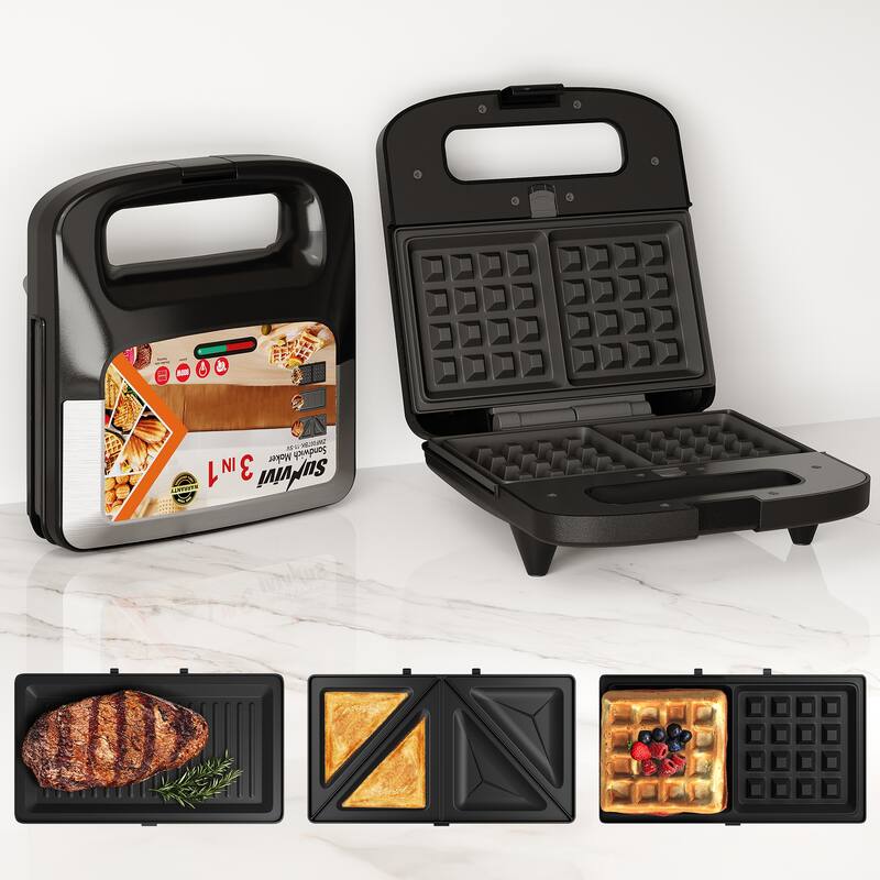 3 in 1 Electric Waffle, Grill & Sandwich Maker