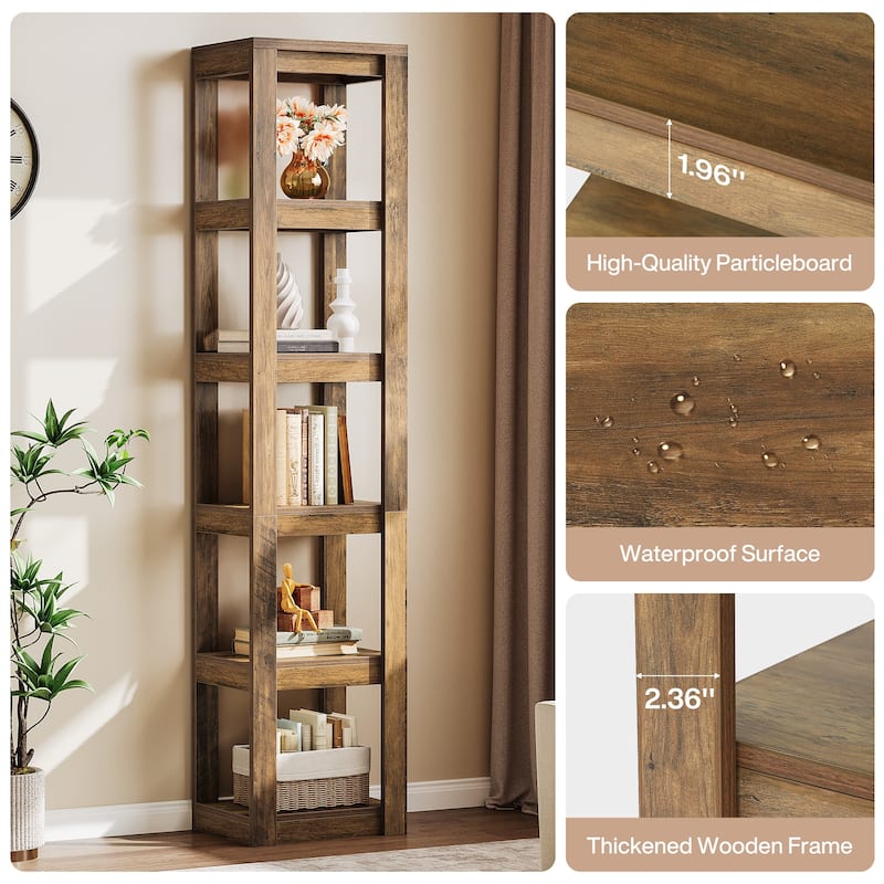 6-Tier Narrow Bookcase, 70.86" Tall Bookshelf Corner Shelf Storage Racks for Small Spaces