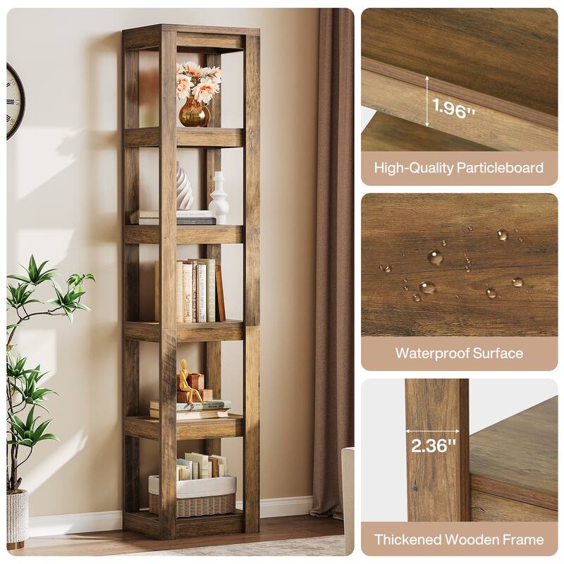 70.86" Tall Bookshelf Corner Shelf, 6-Tier Narrow Bookcase Freestanding Storage Display Shelf