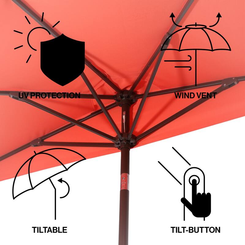 9 ft Market Patio Half Umbrella with Crank, Tilt Button and UV Protection