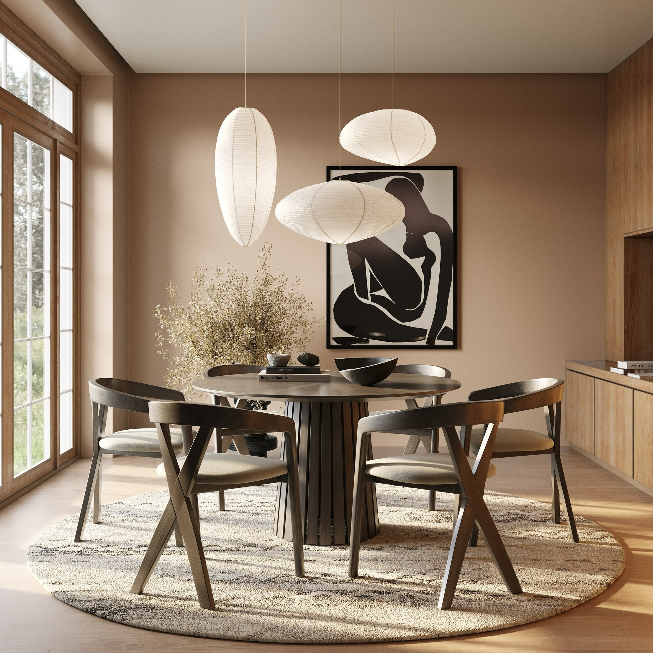 Modrest Weiss Mid-Century Modern Wenge Round Dining Table