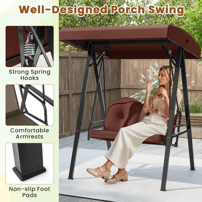 Costway 2-Person Outdoor Porch Swing Swing Loveseat with A-Shaped - See Details