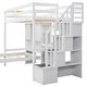 preview thumbnail 11 of 11, White Pinewood Twin over Twin Loft Bed with Built-in Desk and Staircase
