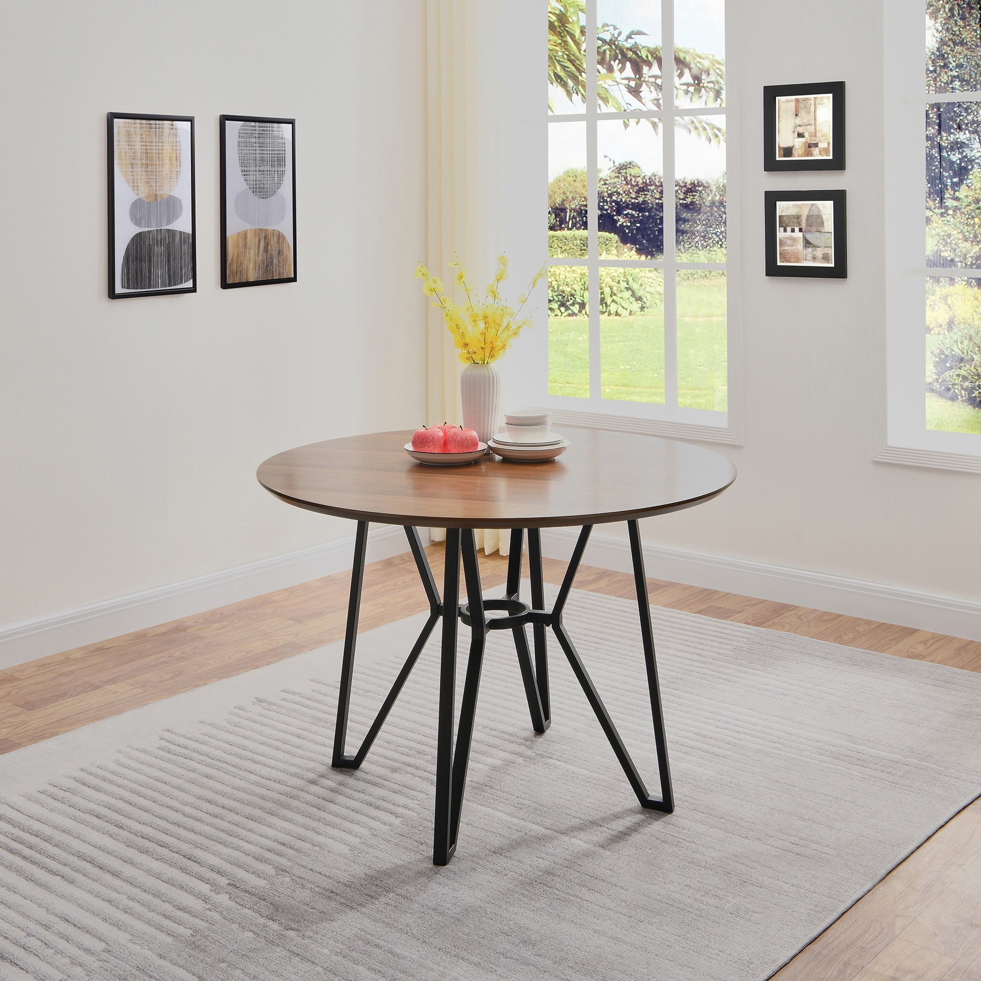 42 Inch Industrial Round MDF Dining Table without Chairs