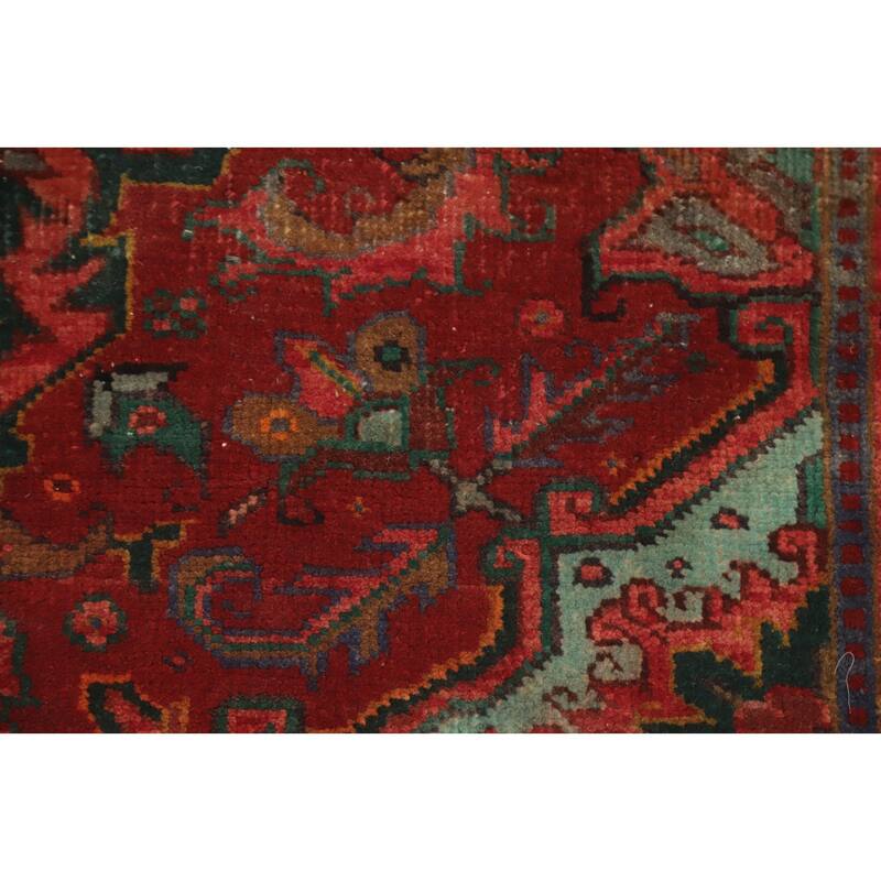 Hand Knotted Oriental 100% Wool Carpet Traditional Floral Red Heriz Area Rug - 4' 7'' X 3' 2''