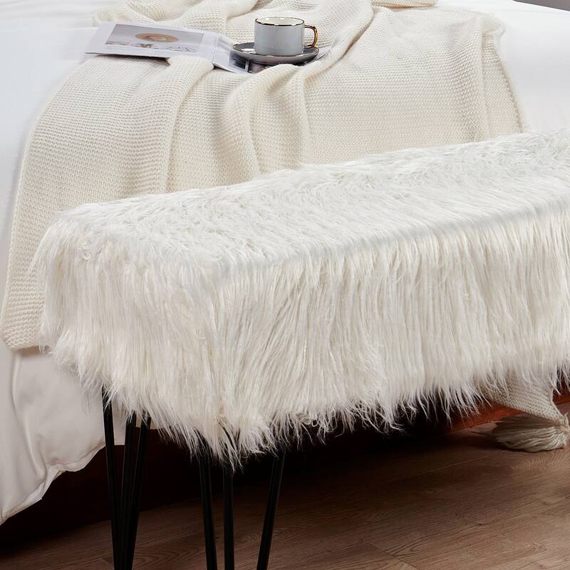 Mongolian Fauxfur Ottoman