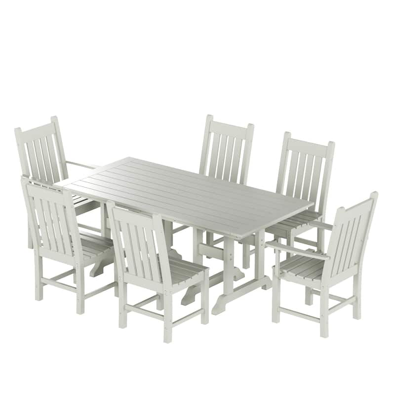 Laguna Hdpe All Weather Outdoor Patio Dining Set with Rectangle Table, Side Chairs (7-Piece Set)