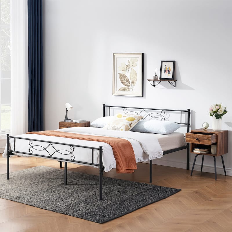 Taomika 3-pieces Bed Frame and Brown Nightstands Bedroom Sets