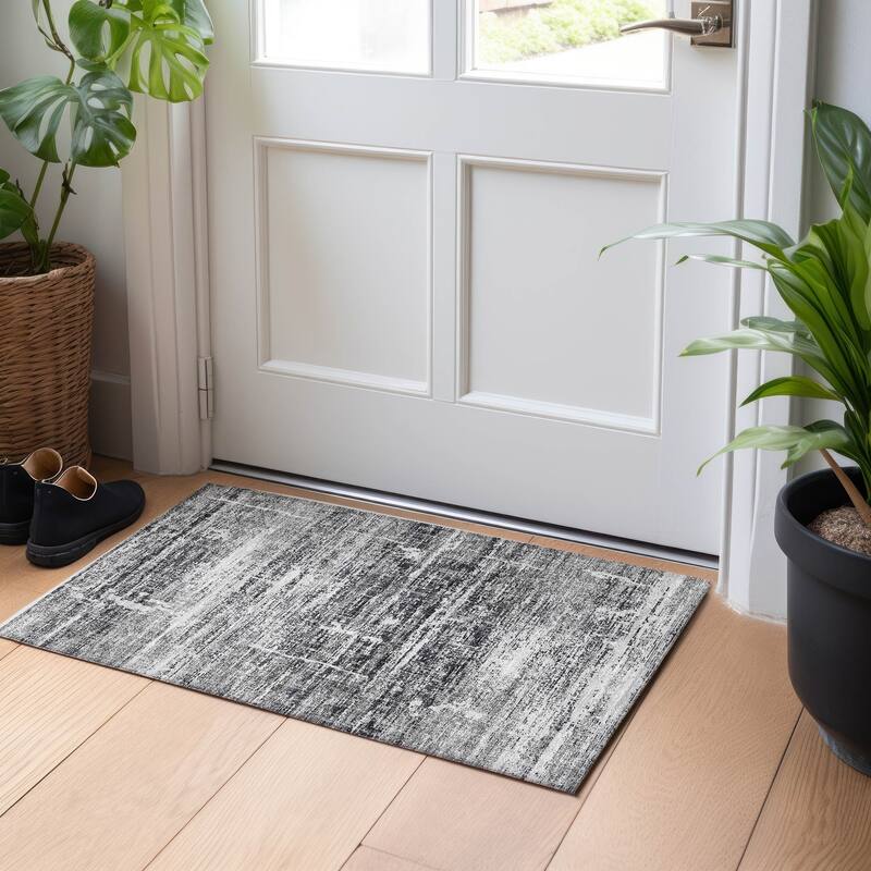 Premium Washable Super Soft Modern Solid Mayfield Rug - Black - 1' 8" x 2' 6" - Rectangle