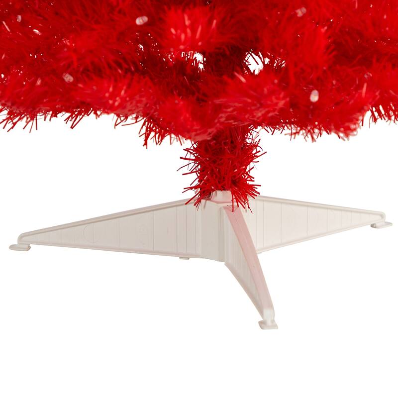 3ft. Red Artificial Christmas Tree with 50 LED Lights & 118 Branches - Bold Festive Holiday X-Mas Accent