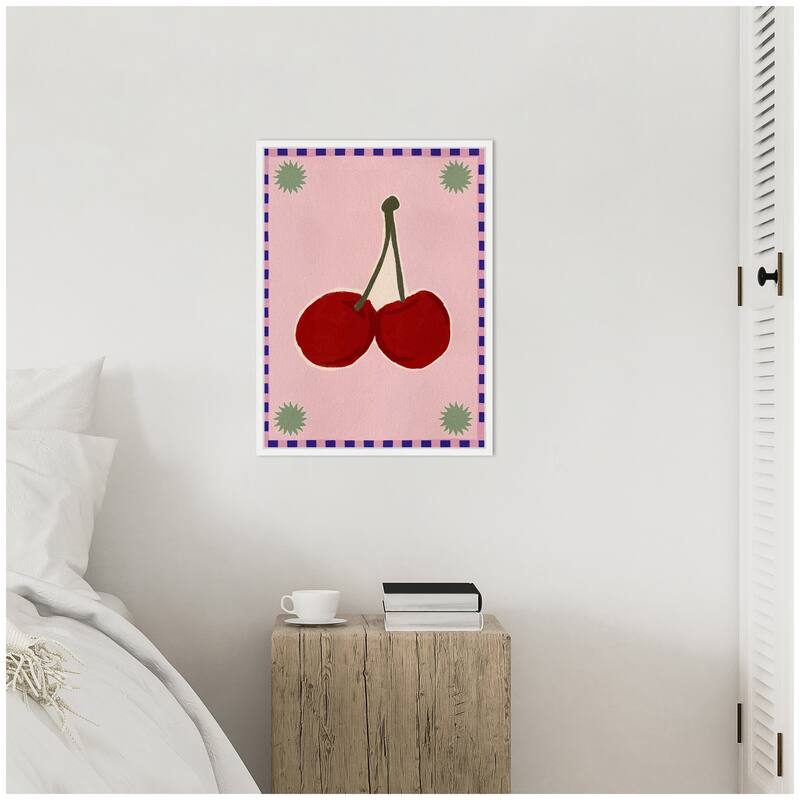 Kate and Laurel Sylvie Lush Duo 1 Cherry Framed Canvas by Shatha Al Dafai